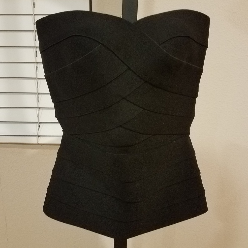 Pleasure Doing Buisness Black Elastic Corset Sz XS